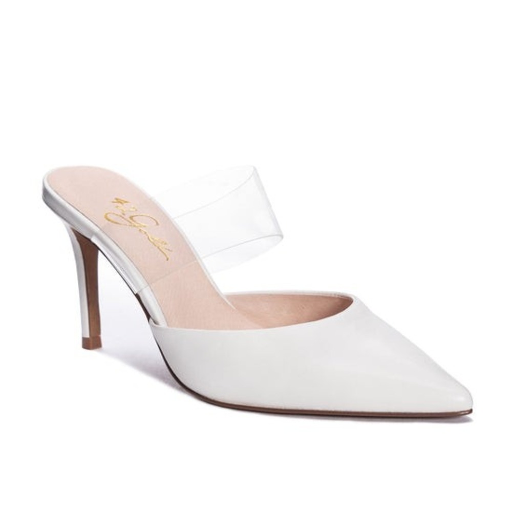 NEW 42 Gold Ronnie Pointed Toe Mule‎ in White Size 9